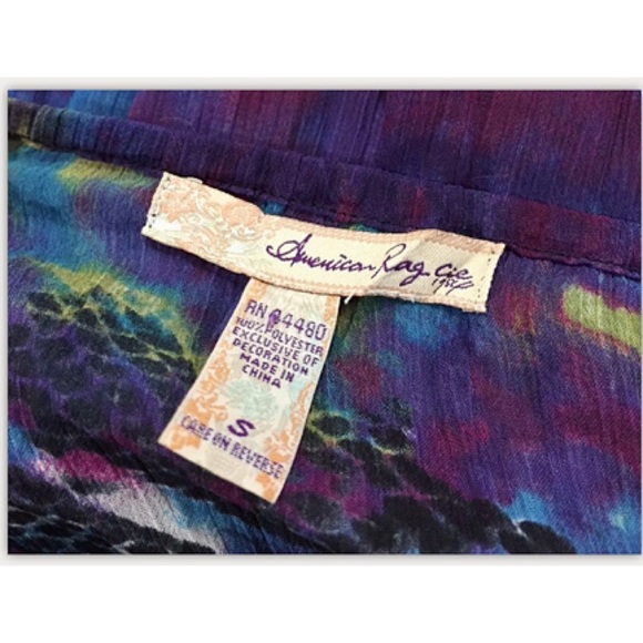 AMERICAN RAG CIE Sz XS Tye Dye Sheer Boho Blouse - Picture 5 of 6